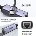 Ugreen Adaptateur Aliminium USB 3.0 to RJ45 GRIS