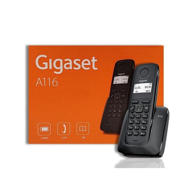 Gigaset A116 Telephone Sans Fil Noir ecran rétroéclairée 12h d'appel