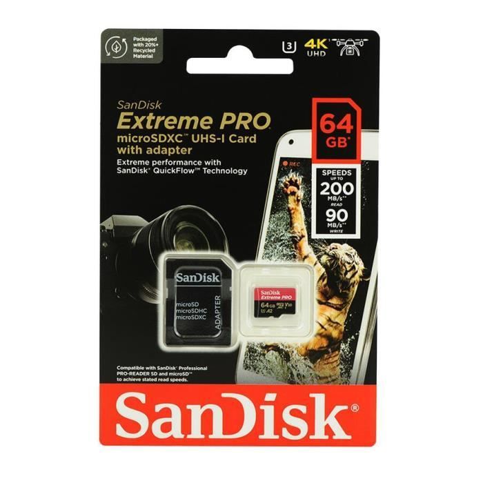 MicroSDXC SanDisk Extreme PRO 64 Go