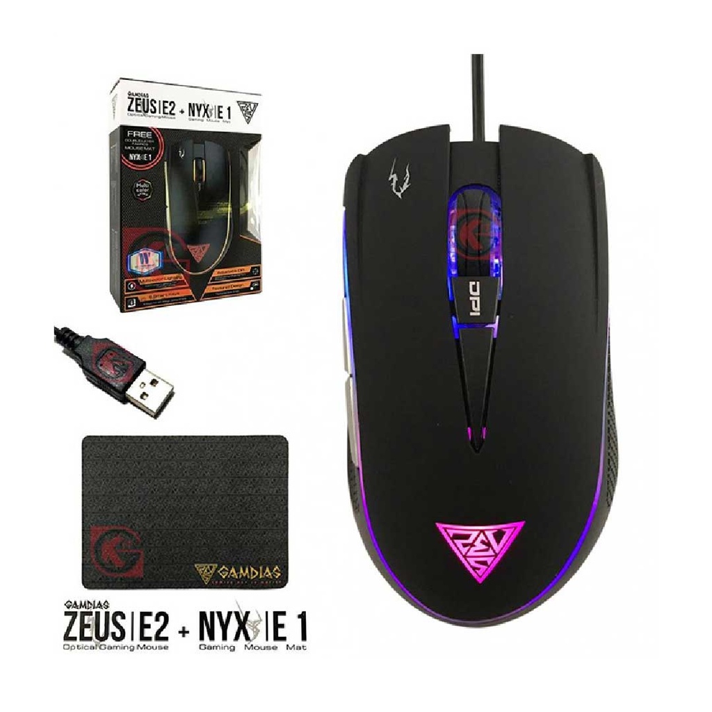 Souris Gaming GAMDIAS  ZEUS |E2 / MousePad NYX |E1