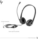 Casque HP Stereo 3.5 mm Headset pn: T1A66AA